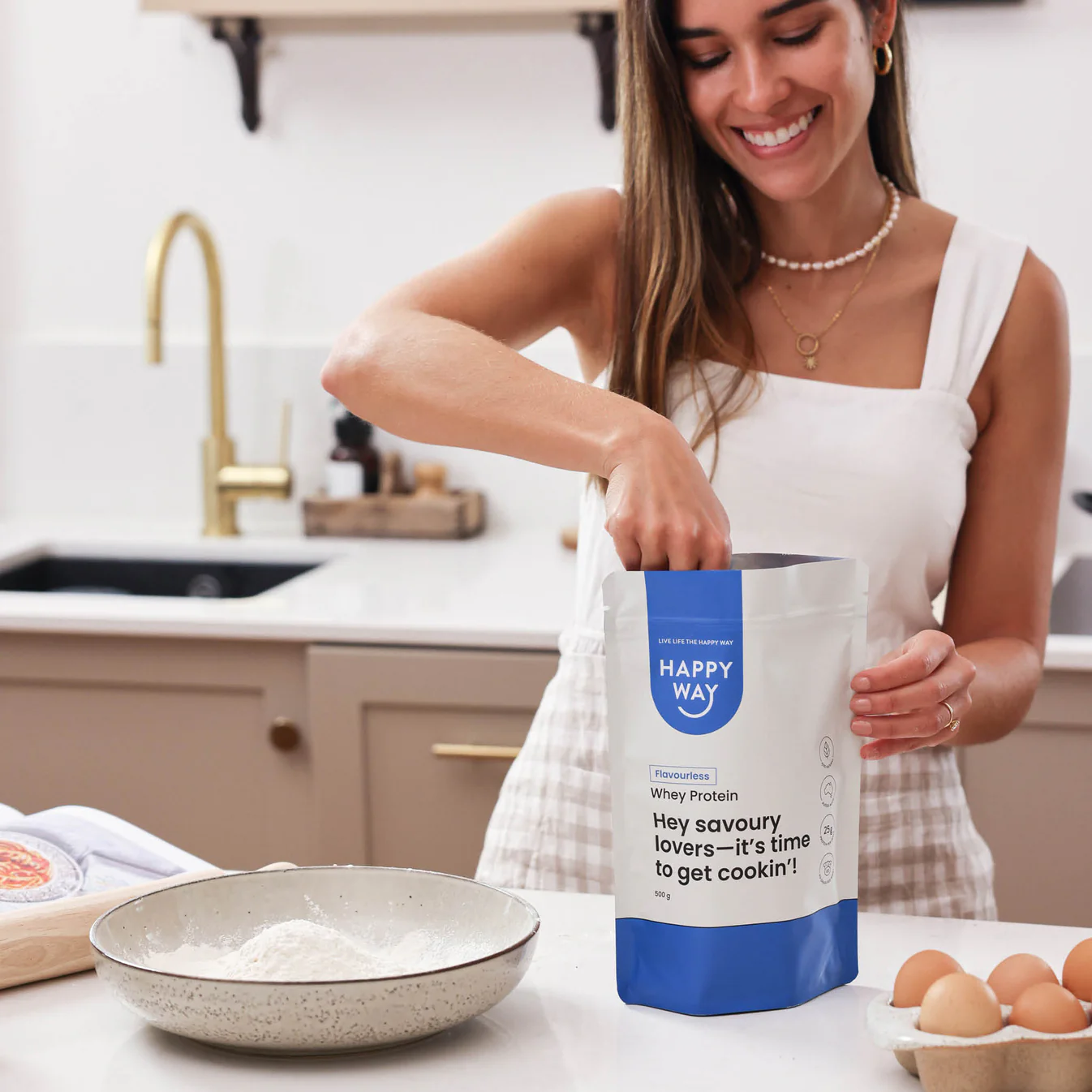 Happy Way Flavourless Whey Protein Powder 500g